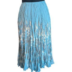 Rafael Essential Light Blue Floral Printed Pleated Skirt M Boho Fairy Whimsigoth